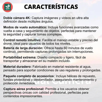 Dron Doble Camara 4k UltraFly PRO + Estuche GRATIS